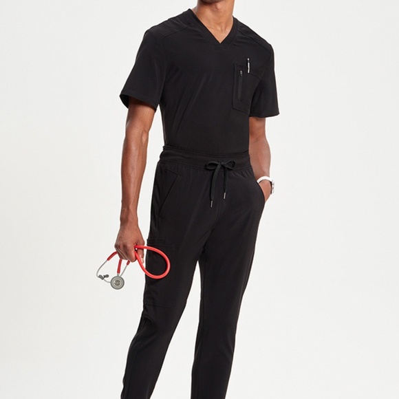 Cherokee Infinity Black Scrub Top & Jogger Bottom Set (Medium) - Picture 5 of 10